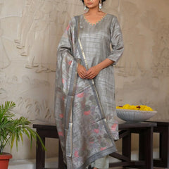 Women Silk Digital Printed Suit Set (Set of 5 Pc)