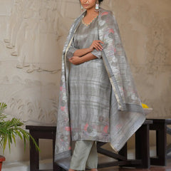 Women Silk Digital Printed Suit Set (Set of 5 Pc)