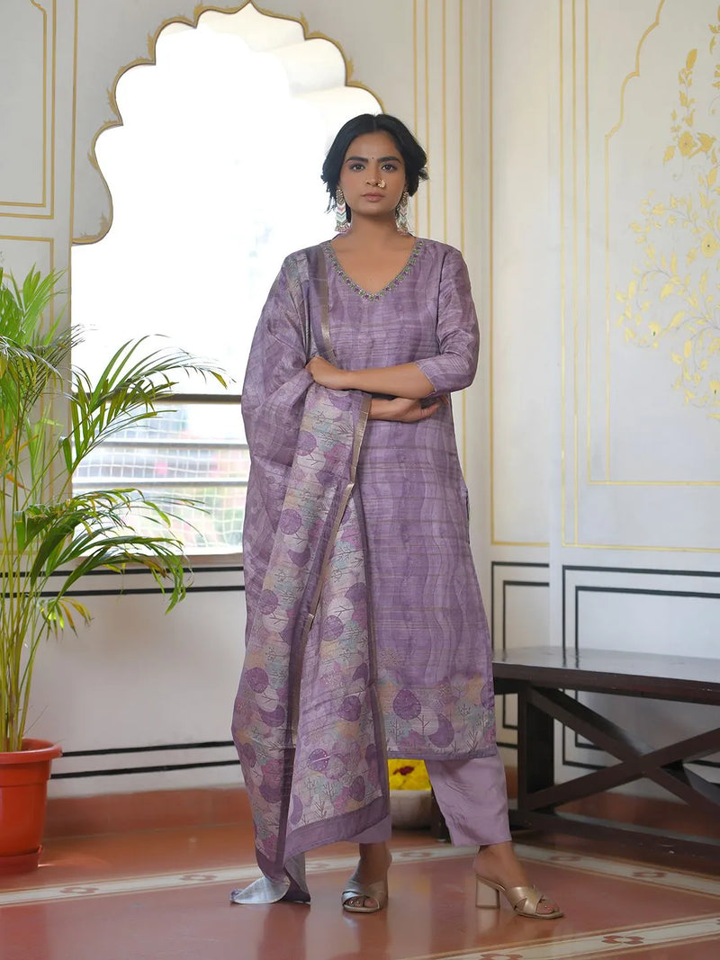 Women Silk Digital Printed Suit Set (Set of 5 Pc)