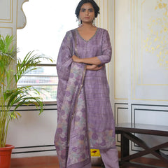 Women Silk Digital Printed Suit Set (Set of 5 Pc)
