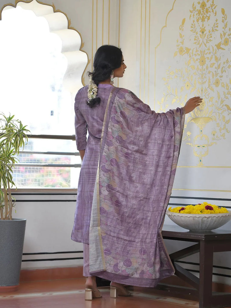 Women Silk Digital Printed Suit Set (Set of 5 Pc)