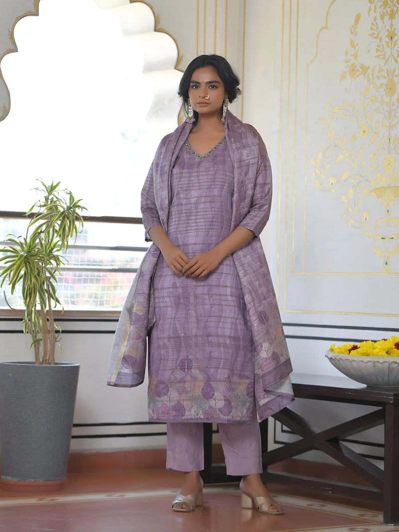 Women Silk Digital Printed Suit Set (Set of 5 Pc)