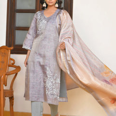 Women Tissue Shimmer Digital Printed Suit Set (Set of 5 Pc)