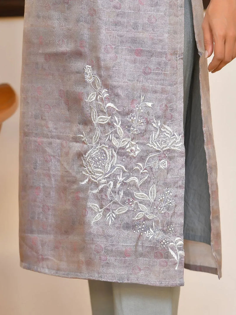 Women Tissue Shimmer Digital Printed Suit Set (Set of 5 Pc)