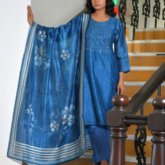 Women Indigo Muslin Digital Printed Suit Set (Set of 5 Pc)