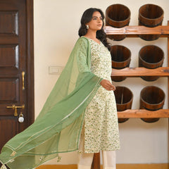 Women Cotton Printed Embroidered Suit Set (Set of 5 Pc)