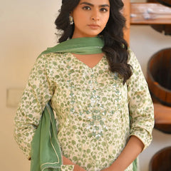 Women Cotton Printed Embroidered Suit Set (Set of 5 Pc)