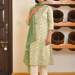 Women Cotton Printed Embroidered Suit Set (Set of 5 Pc)