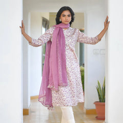 Women Cotton Printed Embroidered Suit Set (Set of 5 Pc)
