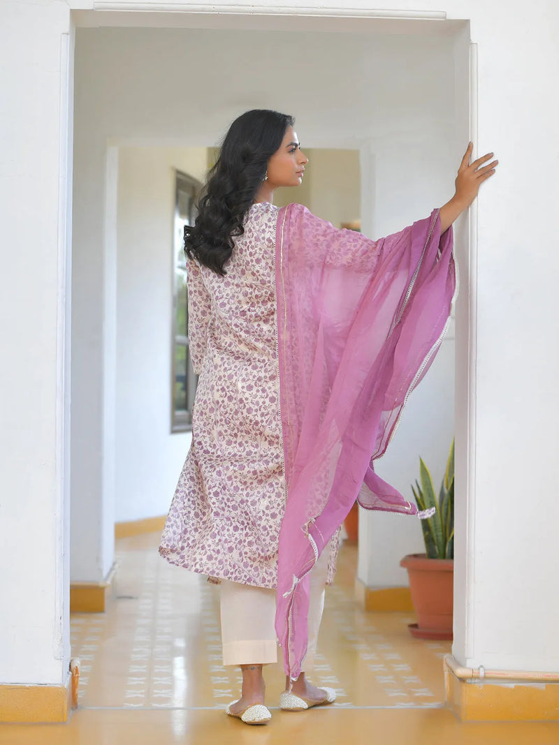 Women Cotton Printed Embroidered Suit Set (Set of 5 Pc)