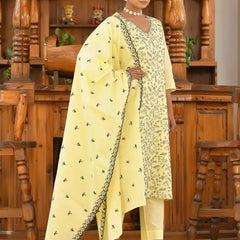Women Cotton Solid Embroidered Suit Set (Set of 5 Pc)