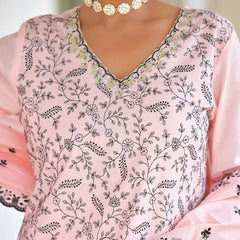 Women Cotton Solid Embroidered Suit Set (Set of 5 Pc)