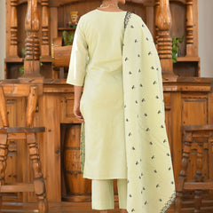 Women Cotton Solid Embroidered Suit Set (Set of 5 Pc)