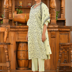 Women Cotton Solid Embroidered Suit Set (Set of 5 Pc)