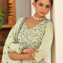 Women Cotton Solid Embroidered Suit Set (Set of 5 Pc)