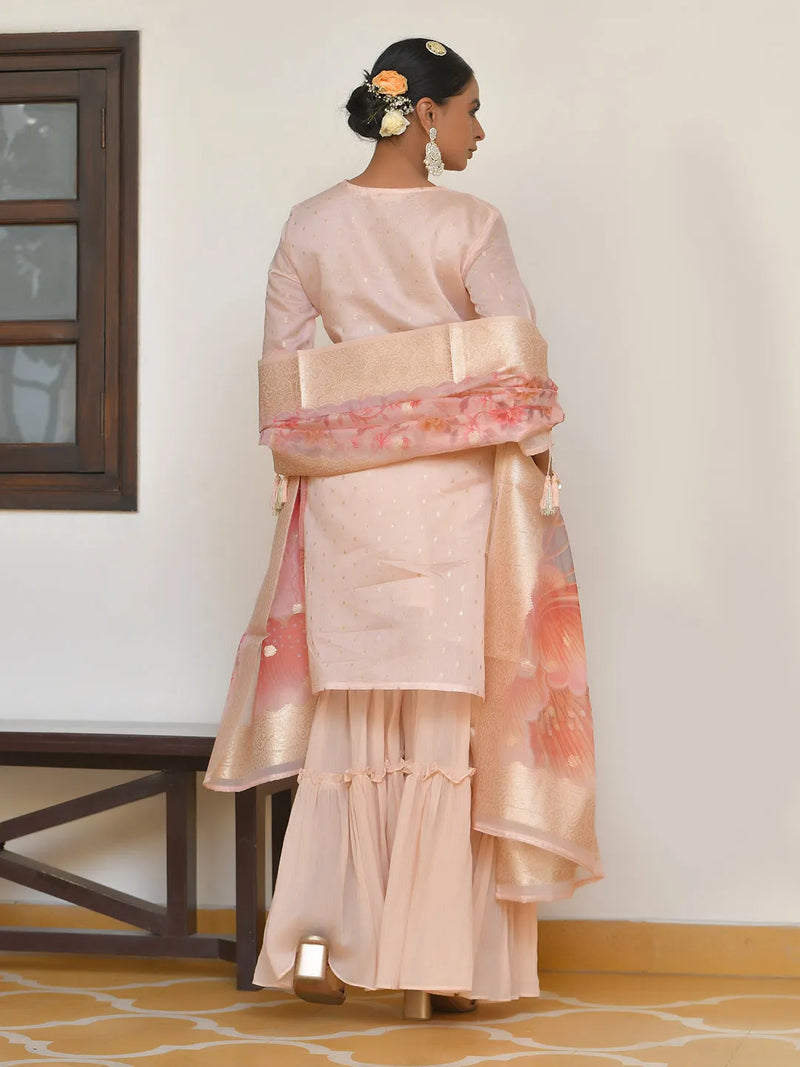 Women Chanderi Sharara Set (Set of 5 Pc)