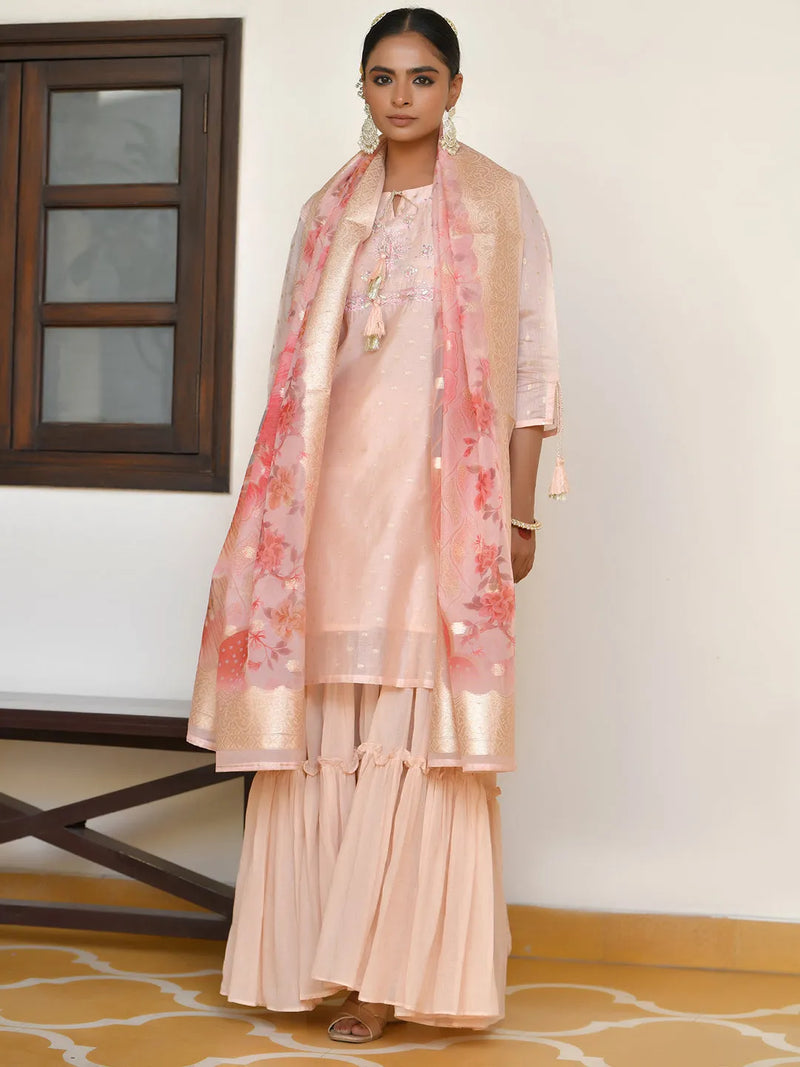 Women Chanderi Sharara Set (Set of 5 Pc)