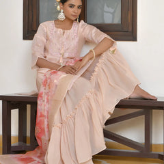 Women Chanderi Sharara Set (Set of 5 Pc)