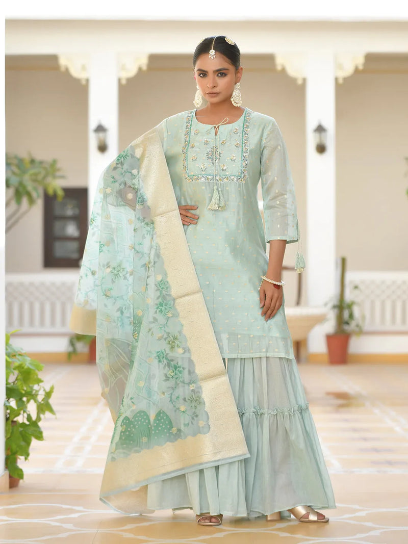 Women Chanderi Sharara Set (Set of 5 Pc)