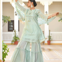 Women Chanderi Sharara Set (Set of 5 Pc)