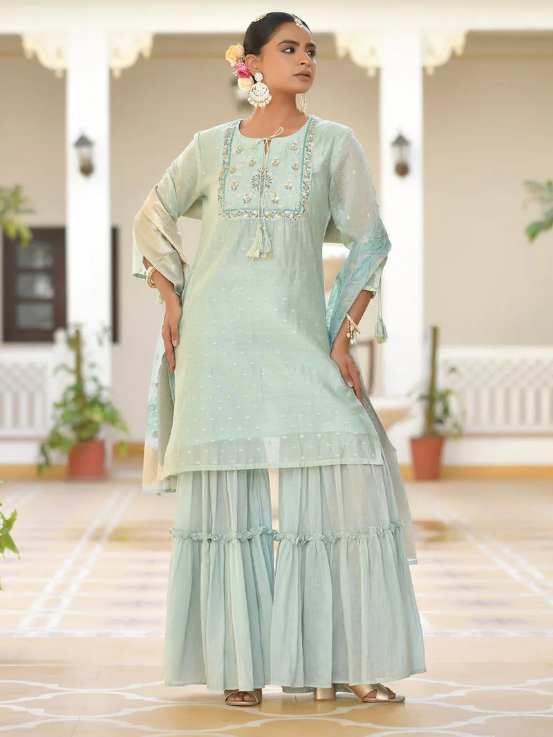 Women Chanderi Sharara Set (Set of 5 Pc)
