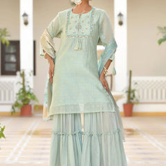 Women Chanderi Sharara Set (Set of 5 Pc)