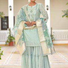 Women Chanderi Sharara Set (Set of 5 Pc)
