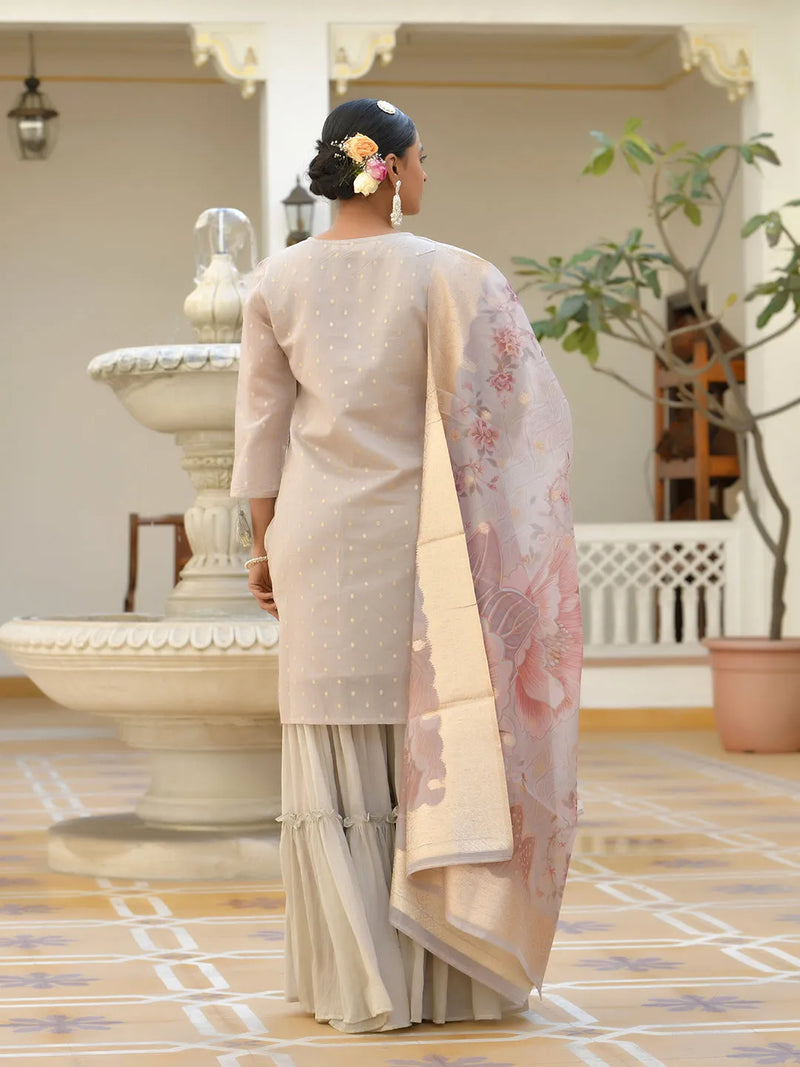 Women Chanderi Sharara Set (Set of 5 Pc)