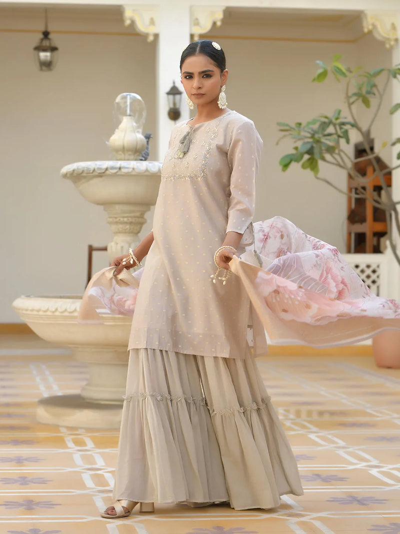 Women Chanderi Sharara Set (Set of 5 Pc)