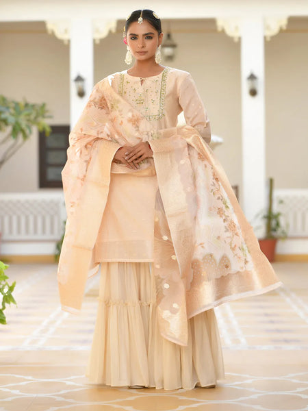 Women Chanderi Sharara Set (Set of 5 Pc)