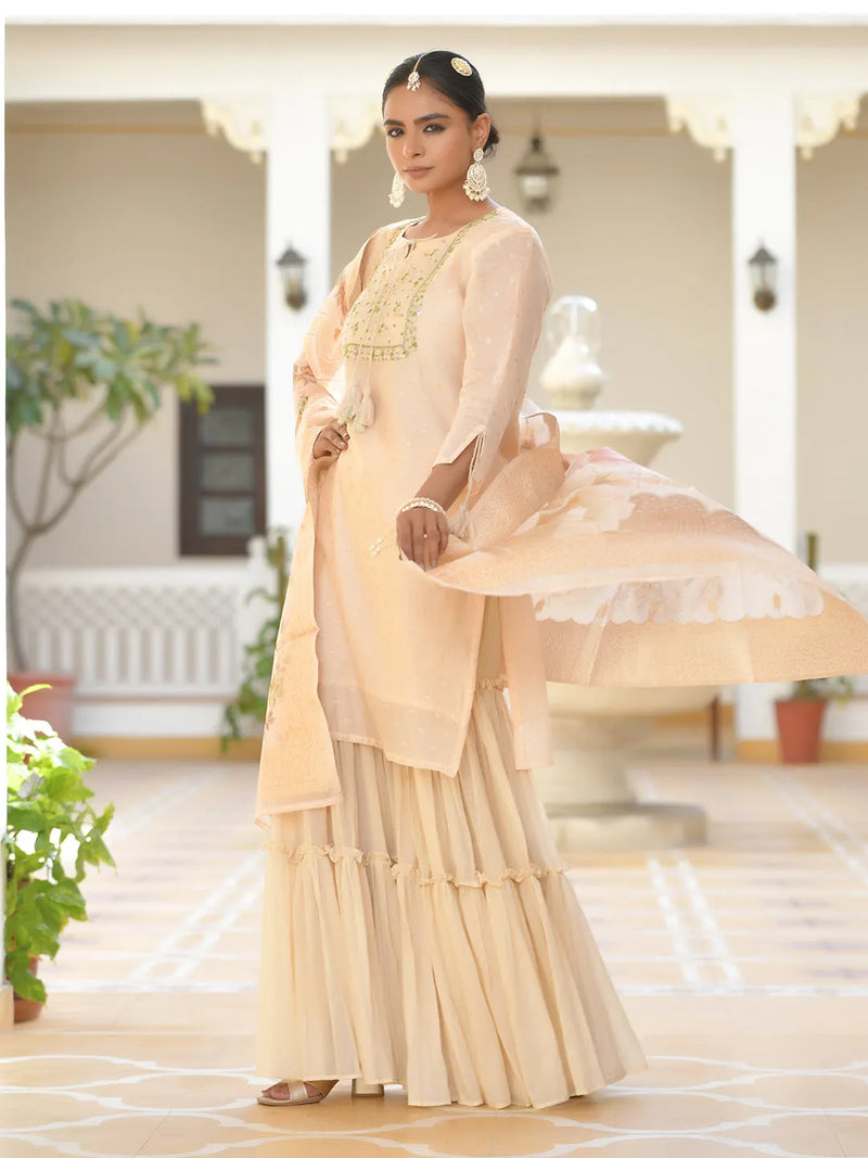 Women Chanderi Sharara Set (Set of 5 Pc)