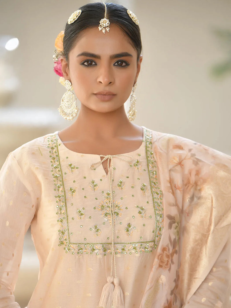 Women Chanderi Sharara Set (Set of 5 Pc)