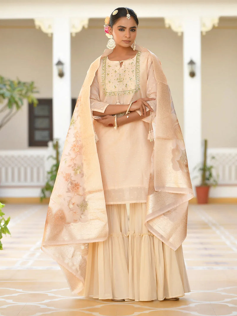Women Chanderi Sharara Set (Set of 5 Pc)
