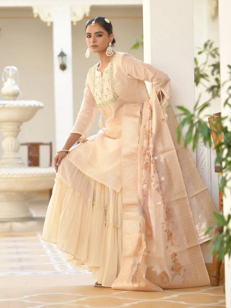 Women Chanderi Sharara Set (Set of 5 Pc)