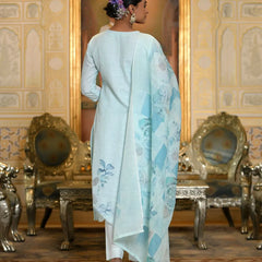 Women Linen Suit Set With Printed Dupatta (Set of 5 Pc)
