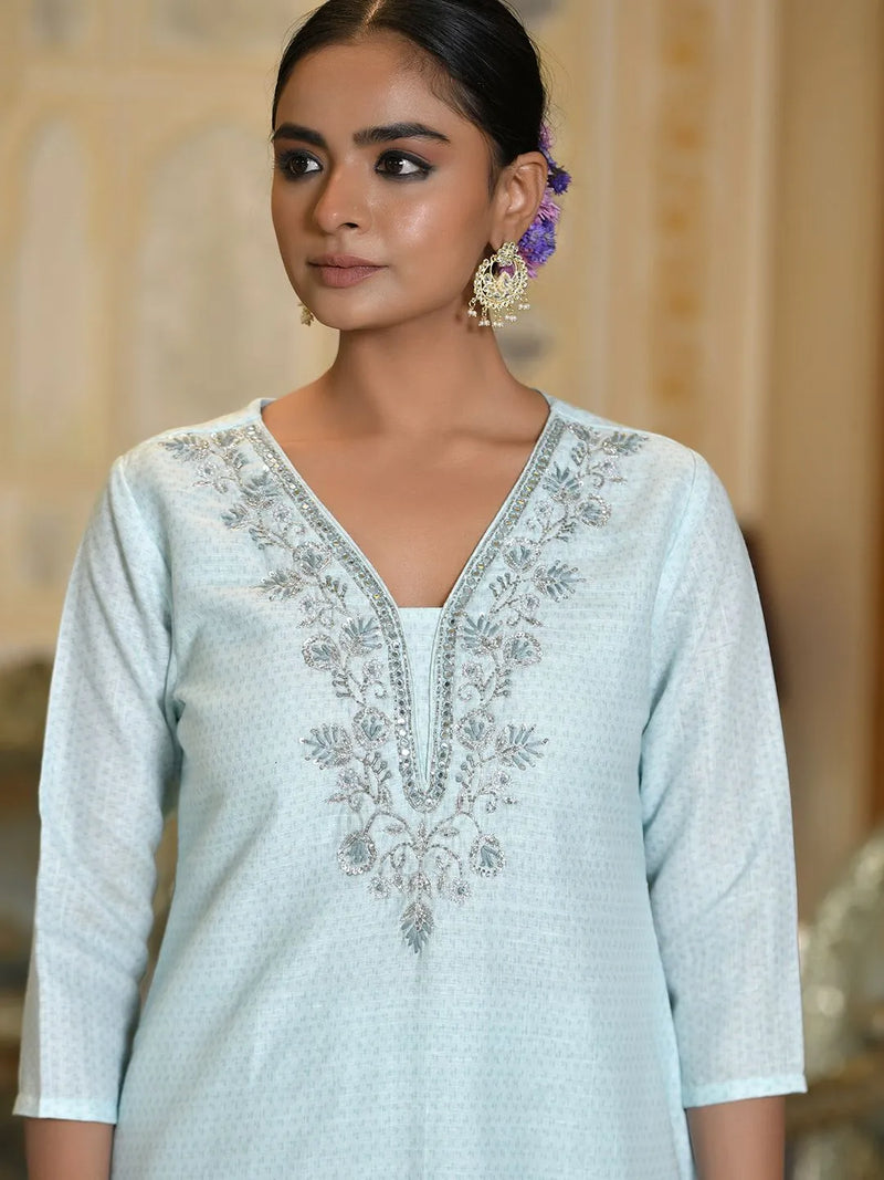 Women Linen Suit Set With Printed Dupatta (Set of 5 Pc)