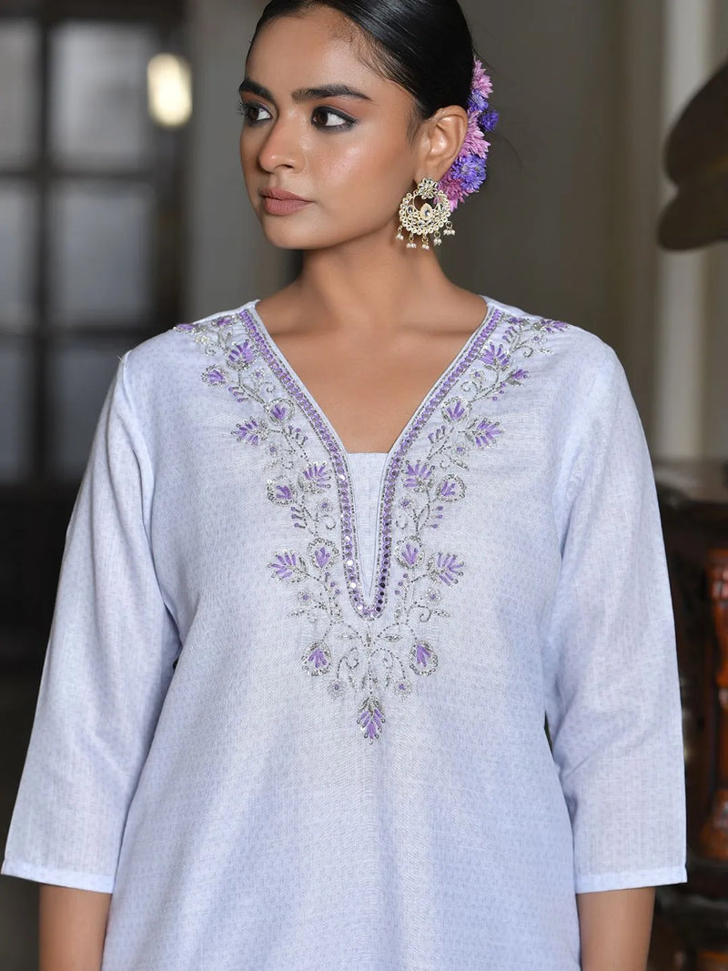 Women Linen Suit Set With Printed Dupatta (Set of 5 Pc)