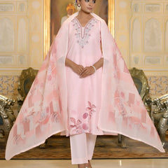 Women Linen Suit Set With Printed Dupatta (Set of 5 Pc)