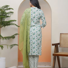 Women White Cotton Kurta With Cotton Pant & Dupatta (Set of 5 Pc)