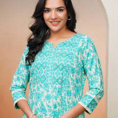 Women’s Aquamarine Cotton Kurta with Cotton Pants & Dupatta (Set of 5 Pc)