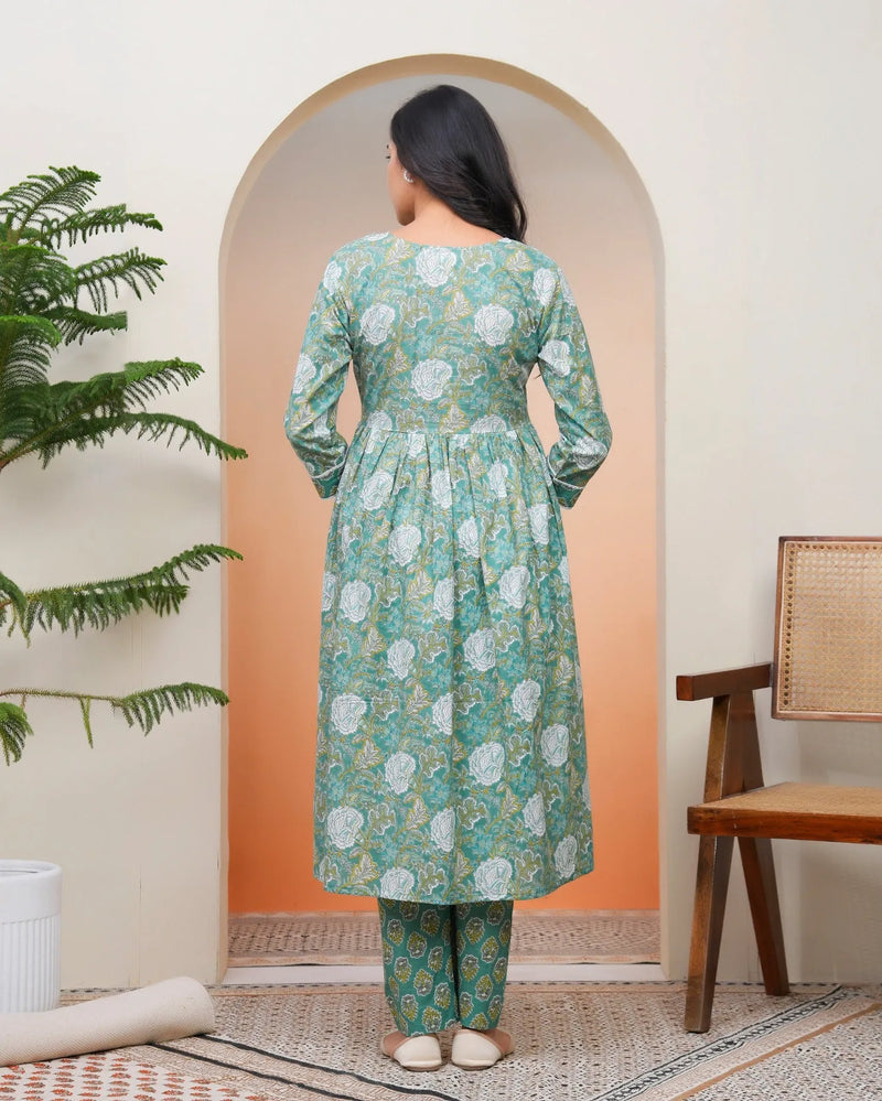Women Ferozi Cotton Kurta With Cotton Pant & Dupatta (Set of 5 Pc)