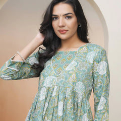 Women Ferozi Cotton Kurta With Cotton Pant & Dupatta (Set of 5 Pc)