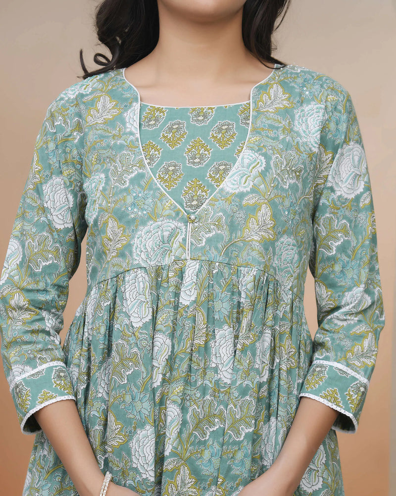 Women Ferozi Cotton Kurta With Cotton Pant & Dupatta (Set of 5 Pc)