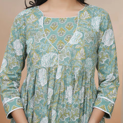 Women Ferozi Cotton Kurta With Cotton Pant & Dupatta (Set of 5 Pc)
