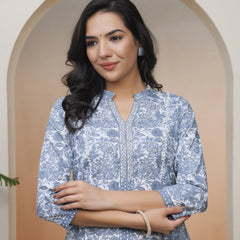 Women Grey Panel Kurta With Cotton Pant & Dupatta (Set of 5 Pc)