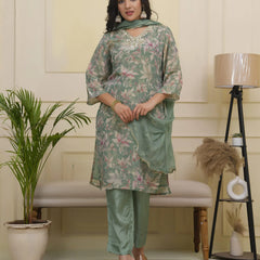 Women tissue shimmer kurta with silk pant & dupatta (Set of 5 Pc)
