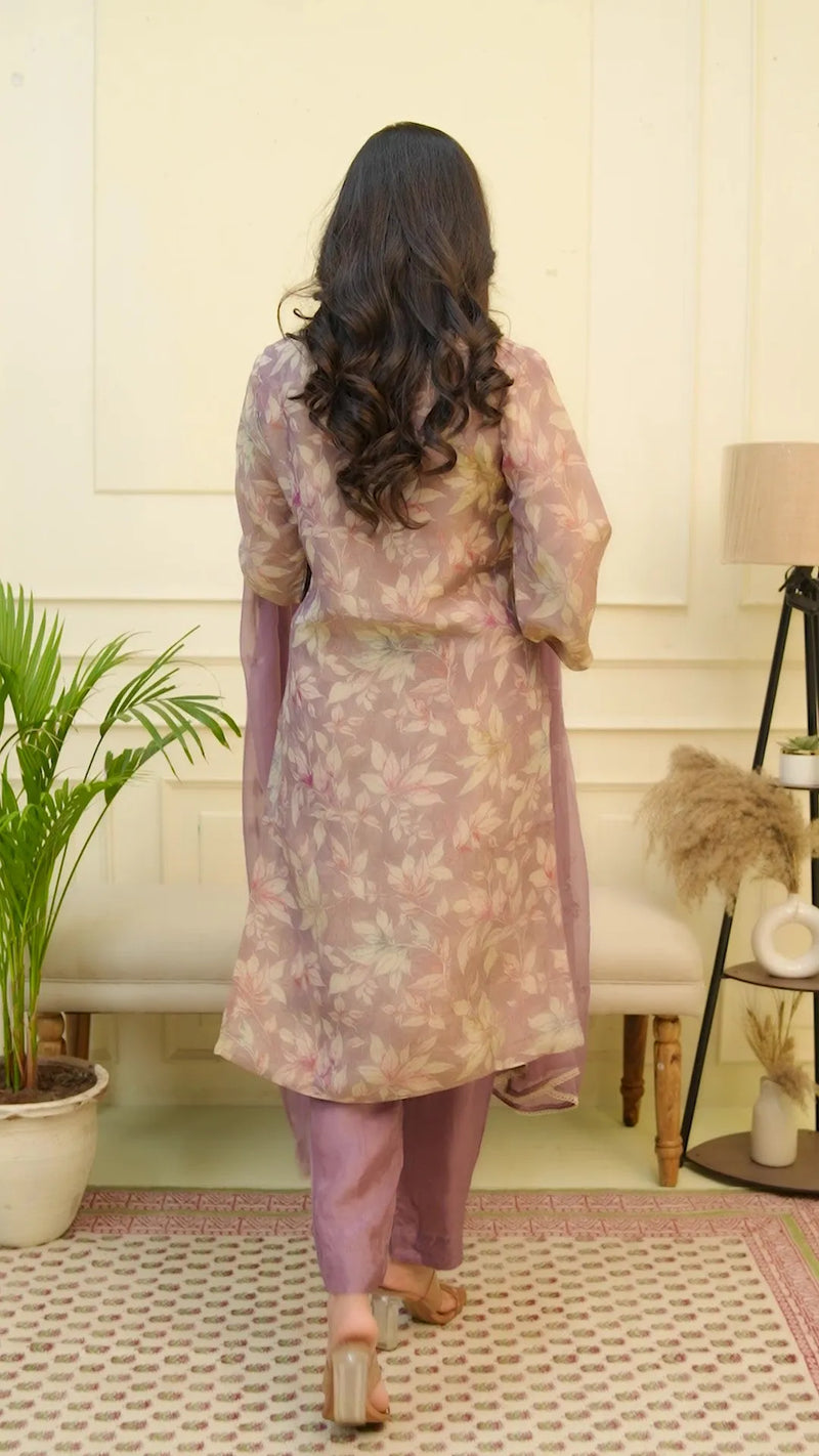 Women tissue shimmer kurta with silk pant & dupatta (Set of 5 Pc)