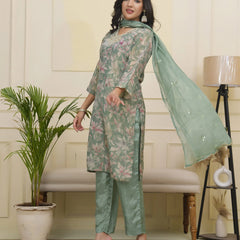 Women tissue shimmer kurta with silk pant & dupatta (Set of 5 Pc)