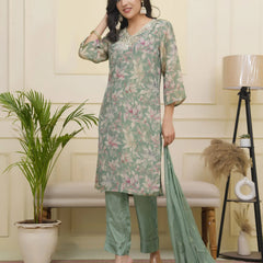 Women tissue shimmer kurta with silk pant & dupatta (Set of 5 Pc)