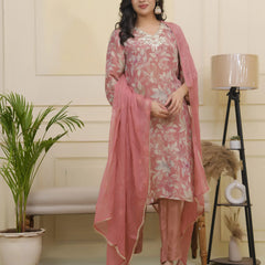 Women tissue shimmer kurta with silk pant & dupatta (Set of 5 Pc)